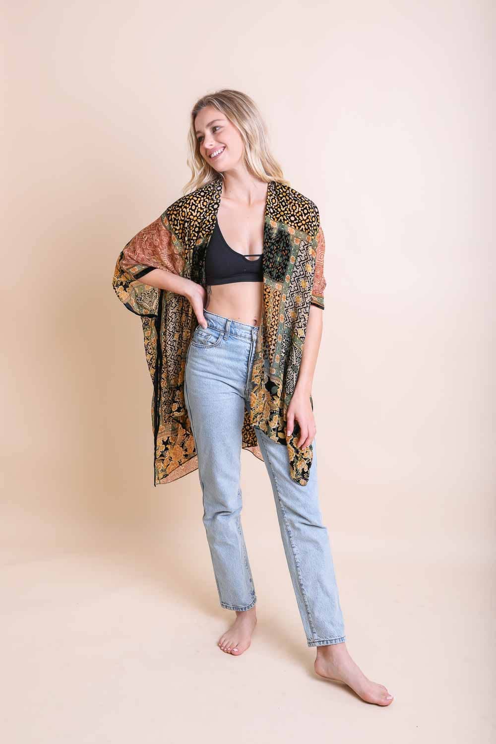 Bohemian Burnout Velvet Kimono 🔥