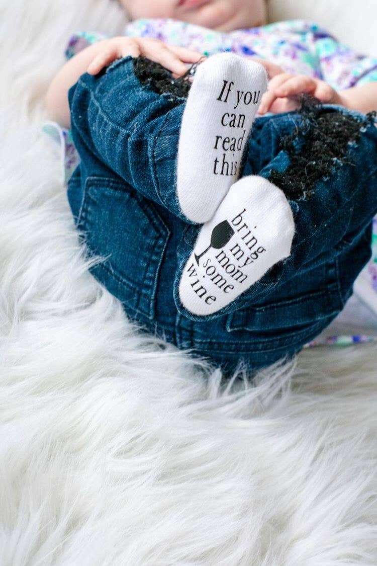 Bring my Mom Some Wine Baby Socks | Wine Gifts | Baby Items