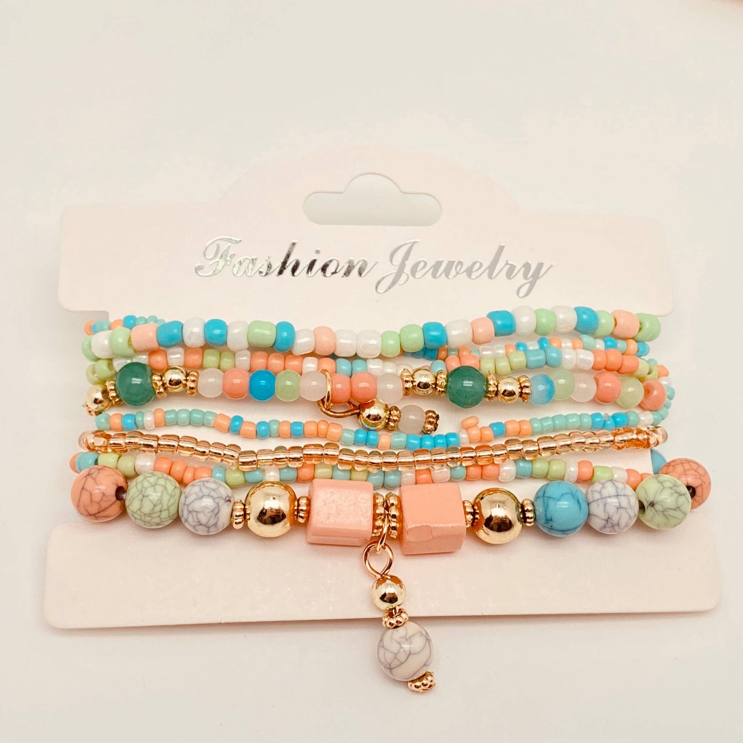 8pcs/set Bohemian Elastic Rope Handmade Beaded Bracelet