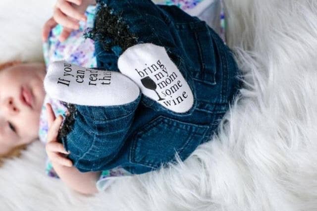 Bring my Mom Some Wine Baby Socks | Wine Gifts | Baby Items