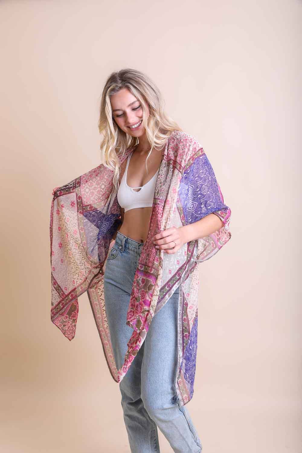 Bohemian Burnout Velvet Kimono 🔥